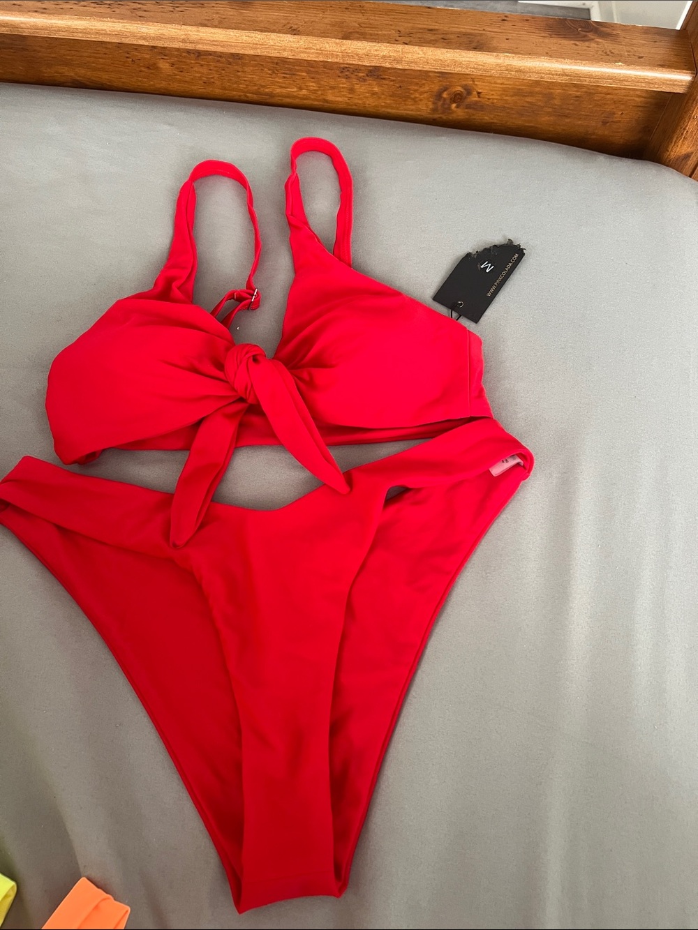 Red Tie-Front Bikini Set